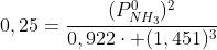 0,25=frac{(P^0_{NH_3})^2}{0,922cdot (1,451)^3}