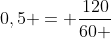 0,5 = frac{120}{60 + R}