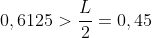 0,6125>frac{L}{2}=0,45