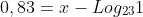 0,83=x-Log_{23}1