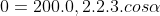 \rightarrow 0=200.0,2.2.3.cos\alpha
