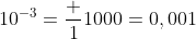 10^{-3}=\frac 1{1000}=0,001