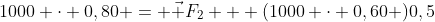 1000 cdot 0,80 = vec F_2 + (1000 cdot 0,60 )0,5