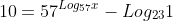 Log;2-Log;3+Log;10=57^{Log_{57}x}-Log_{23}1