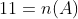 11=n(A)+n(B)+n(C)-n (A)- n(B)+ 8- n (A)- n(C)+ 9- n (B)- n(C)+ 10+ 2