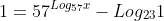 0,3-0,47+1=57^{Log_{57}x}-Log_{23}1