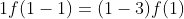 1f(1-1)=(1-3)f(1)+3