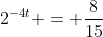 2^{-4t} = frac{8}{15}