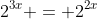 2^{3x} = 2^{2x+2}-2^{x+2}