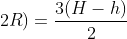 frac{FR}{2mg}-frac{R}{2}-(h+2R)=frac{3(H-h)}{2}