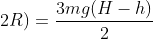 frac{FR}{2}-frac{mgR}{2}-mg(h+2R)=frac{3mg(H-h)}{2}