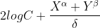 2logC + rac{X^{alpha } + Y^{eta }}{delta }