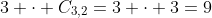 3 cdot C_{3,2}=3 cdot 3=9