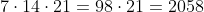7cdot14cdot21=98cdot21=2058
