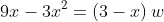 9x-3x^2=left(3-xight)w