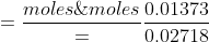 \dpi{100} dissociation\; constant =\frac{moles\; dissociated}{total\;moles}=\frac{0.01373}{0.02718}