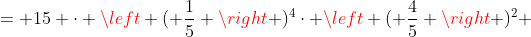 = 15 cdot left ( frac{1}{5} ight )^4cdot left ( frac{4}{5} ight )^{2} + 6 cdot left ( frac{1}{5} ight )^5cdot left ( frac{4}{5} ight )^{1} + 1 cdot left ( frac{1}{5} ight )^6cdot left ( frac{4}{5} ight )^{0} =