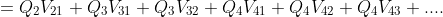 W_{E} =Q_{2}V_{21}+Q_{3}V_{31}+Q_{3}V_{32}+Q_{4}V_{41}+Q_{4}V_{42}+Q_{4}V_{43}+.... EQN(I)