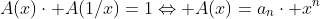 A(x)cdot A(1/x)=1Leftrightarrow A(x)=a_ncdot x^n