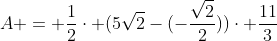 A = frac{1}{2}cdot (5sqrt2-(-frac{sqrt2}{2}))cdot frac{11}{3}