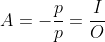 A=-frac{p}{p}=frac{I}{O}