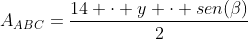 A_{ABC}=frac{14 cdot y cdot sen(eta)}{2}