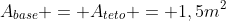 A_{base} = A_{teto} = 1,5m^2