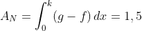 A_N=\int_{0}^{k}(g-f)\,dx=1,5