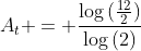 A_t = frac{log{(frac{12}{2})}}{log{(2)}}