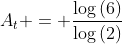 A_t = frac{log{(6)}}{log{(2)}}