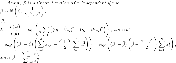 Again, β is a linear function of n independent so L(%) L(9) Bo = exp