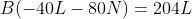 A cdot (20L+30N)+B(-40L-80N)=204L+278N