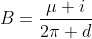 B=frac{mu i}{2pi d}
