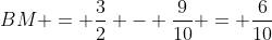 BM = frac{3}{2} - frac{9}{10} = frac{6}{10}