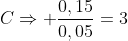 CRightarrow frac{0,15}{0,05}=3