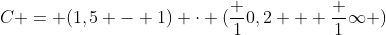 C = (1,5 - 1) cdot (frac {1}{0,2} + frac {1}{infty })