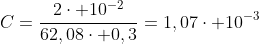C=frac{2cdot 10^{-2}}{62,08cdot 0,3}=1,07cdot 10^{-3};mol/L