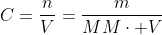 C=frac{n}{V}=frac{m}{MMcdot V}
