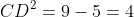 CD^2=9-5=4