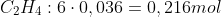 C_{2}H_{4}:6cdot0,036=0,216mol;de;atomo