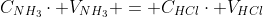 C_{NH_3}cdot V_{NH_3} = C_{HCl}cdot V_{HCl}