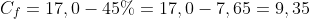 C_f=17,0-45\%=17,0-7,65=9,35;g;L^{-1}