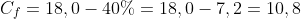 C_f=18,0-40\%=18,0-7,2=10,8;g;L^{-1}