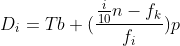 D_{i}=Tb+(\frac{\frac{i}{10}n-f_{k}}{f_{i}})p