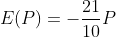 E(P)=-frac{21}{10}P+200