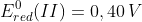 E^{0}_{red}(II)=0,40,V