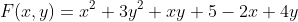 F(x,y)=x^2+3y^2+xy+5-2x+4y