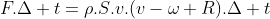 F.Delta t=ho.S.v.(v-omega R).Delta t