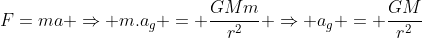 F=ma Rightarrow m.a_g = frac{GMm}{r^2} Rightarrow a_g = frac{GM}{r^2}