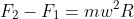 F_{2}-F_{1}=mw^{2}R